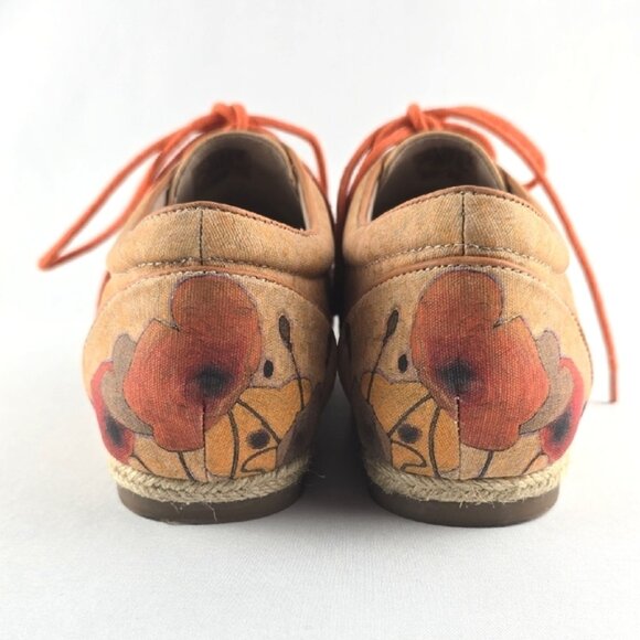 Icon Pumpkin Poppies by Novak Women's Printed Canvas Espadrille Sneaker Size 9.5 - Picture 5 of 13